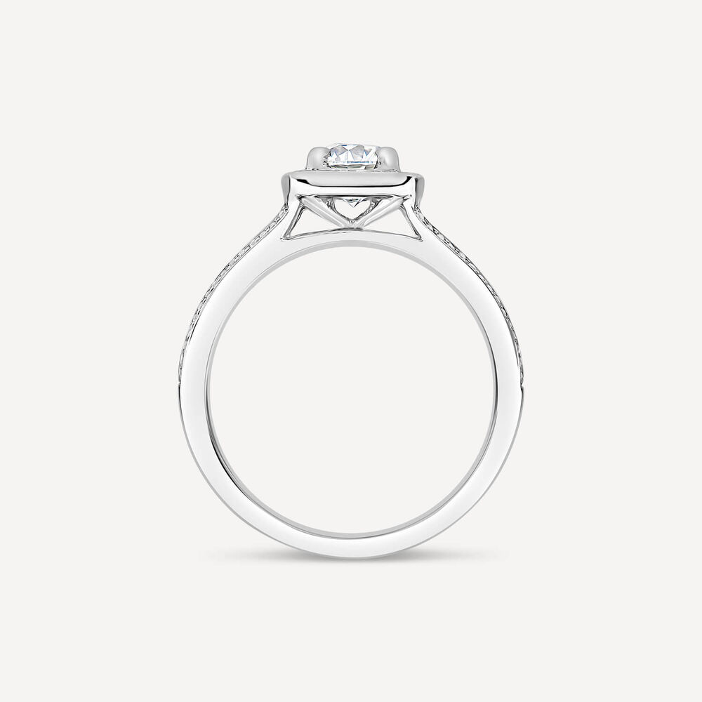 Platinum 0.70ct Round Diamond Halo & Split Sides Ring