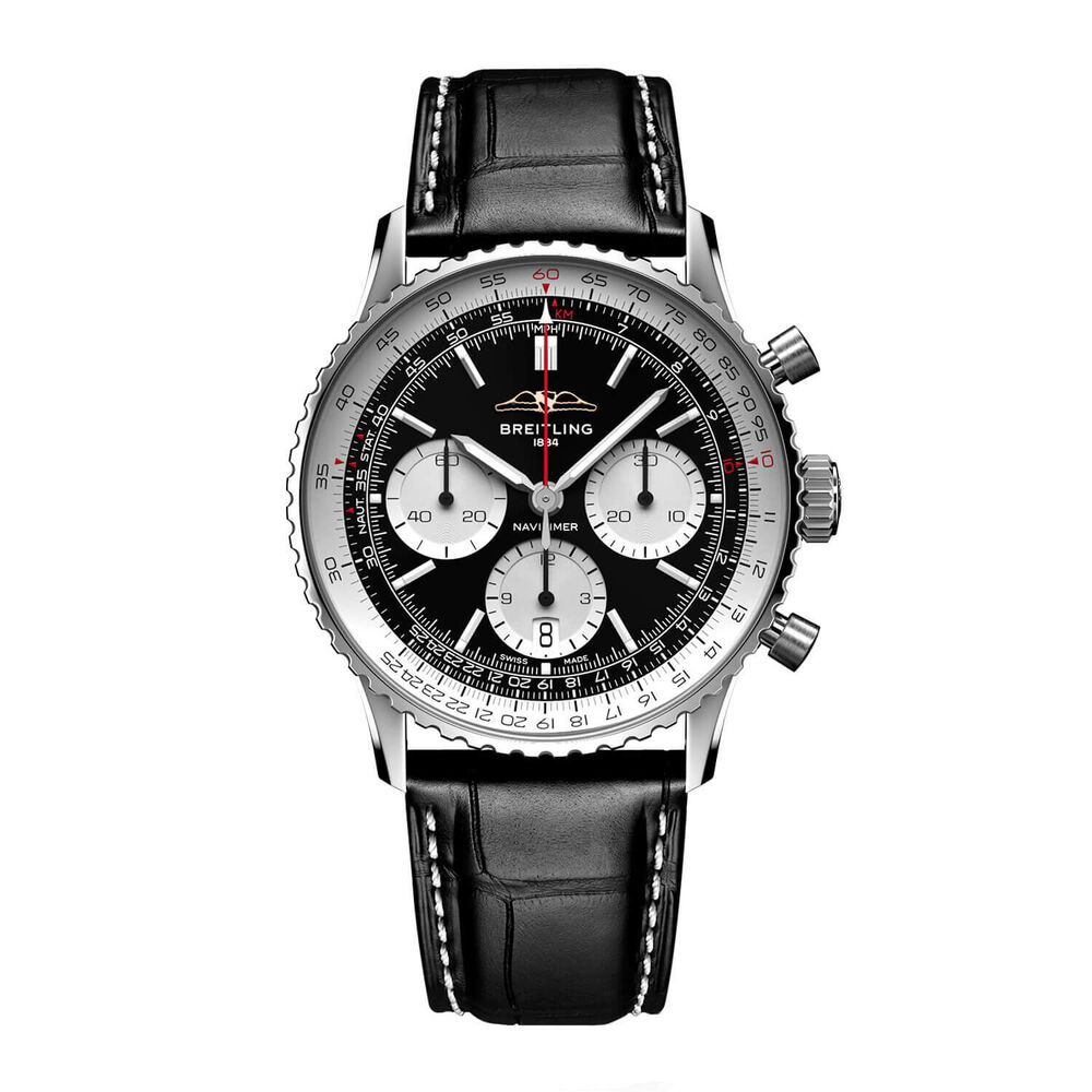 Breitling Navitimer B01 Chronograph 41mm Black Dial Leather Strap Watch image number 0