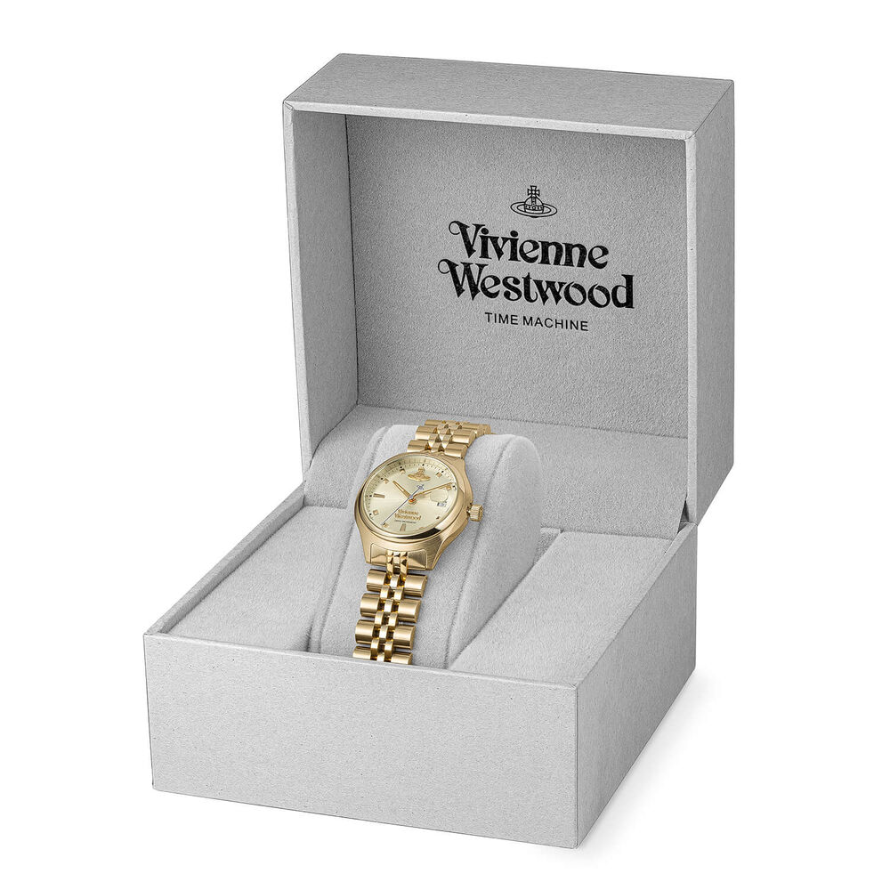 Vivienne Westwood Little Camberwell 29mm Champagne Dial Gold Steel Bracelet Watch image number 6
