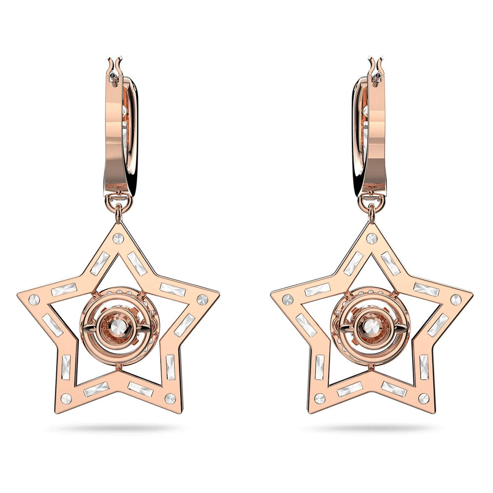 Swarovski Stella Cubic Zirconia Rose Gold Plated Star Drop Earrings image number 3