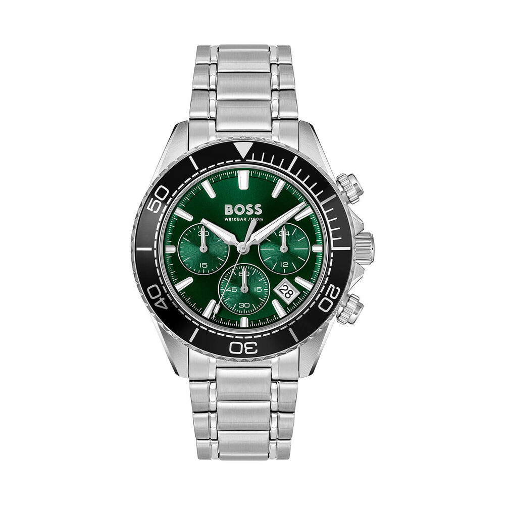 BOSS Sealiner 44mm Green Dial Stainless Steel Bracelet Chronograph Watch image number 0