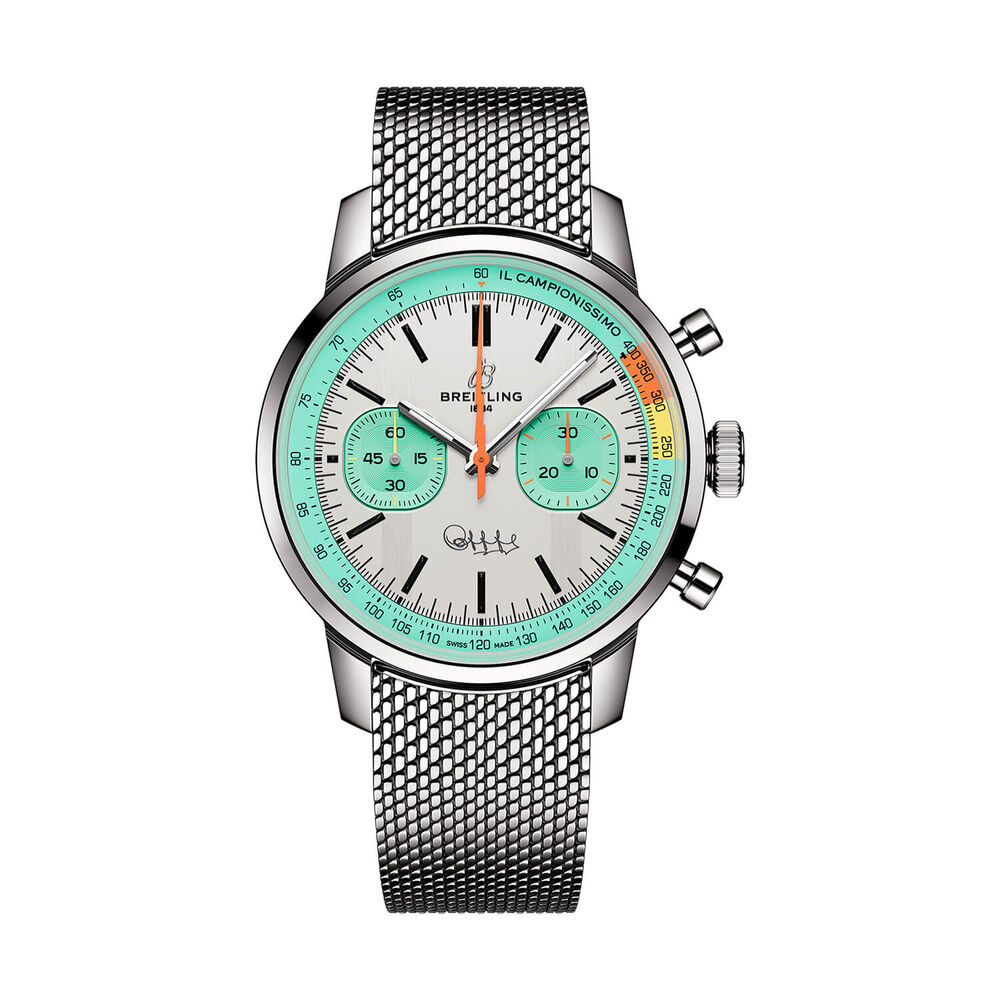 Breitling Top Time B01 Fausto Coppi Limited Edition 41mm White Dial Steel Bracelet Watch image number 0