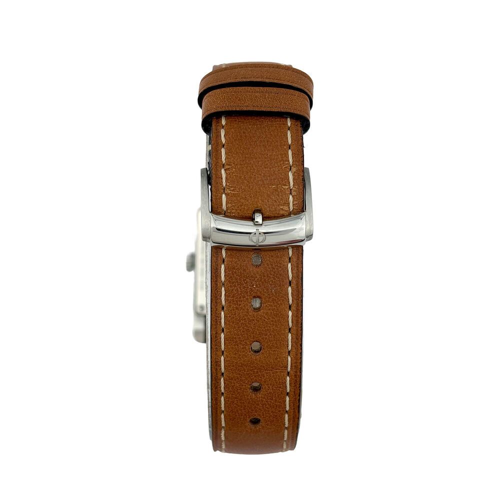 Pre-Owned Baume & Mercier Hampton 34.5x22mm White Dial Brown Leather Strap Watch image number 3