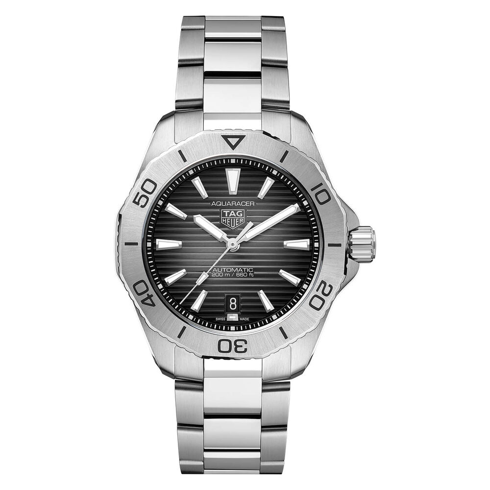 TAG Heuer Aquaracer Professional 200 Automatic 40mm Black Smokey Dial Steel Case Bracelet Watch image number 0