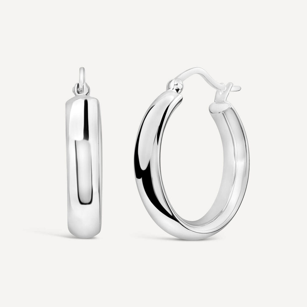 Sterling Silver Hinge Hoop Earrings image number 1