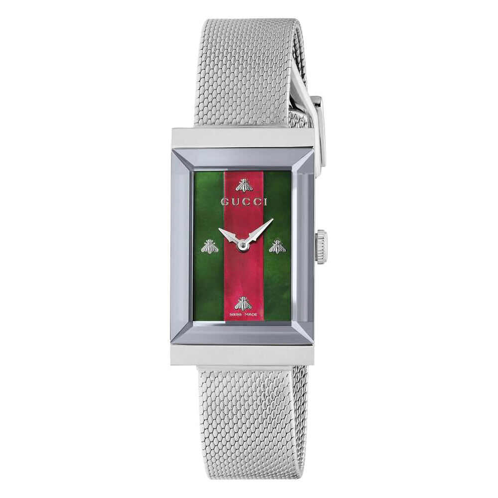 Gucci G-Frame 21mm Striped Dial Mesh Bracelet Ladies' Watch image number 0