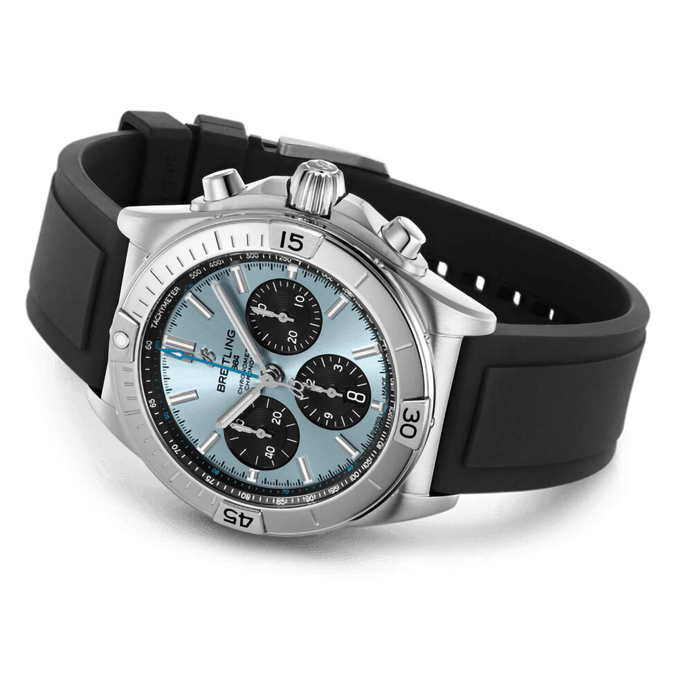 Breitling Chronomat B01 42mm Ice Blue Dial Blak Rubber Strap Watch image number 2
