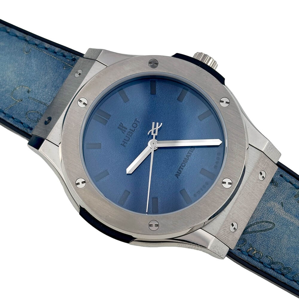 Pre-Owned Hublot Classic Fusion 45mm Blue Dial Leather Strap Watch image number 1