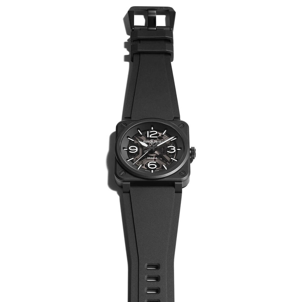 Bell & Ross BR-03 Skeleton Black Ceramic 41mm Dial Black Rubber Strap Watch image number 3