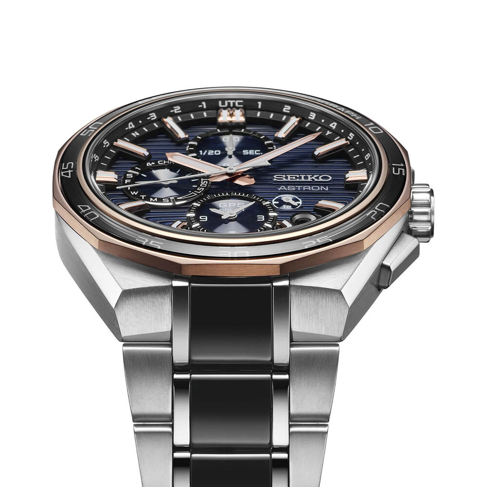 Seiko Astron GPS Solar Dual-Time Chronograph Limited Edition 44mm Dial Titanium Bracelet Watch image number 3