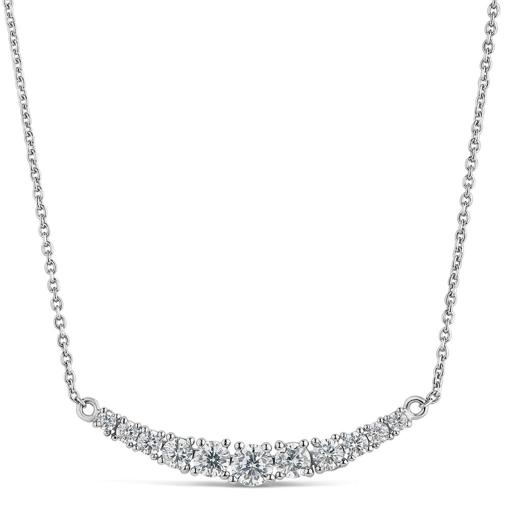 Sterling Silver Graduated Cubic Zirconia Hammock Necklet