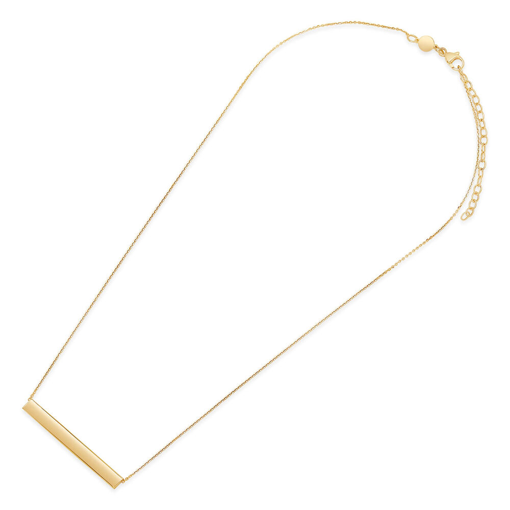 9ct Yellow Gold Rectangular Polished Bar Ladies Necklace image number 3