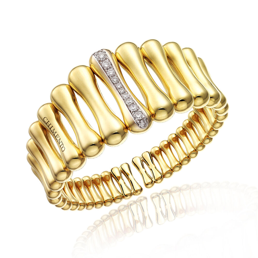 Chimento 18ct Yellow Gold and Diamond Bamboo Collection Bangle Bracelet image number 0