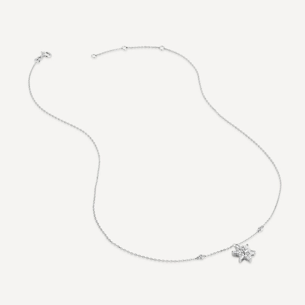 9ct White Gold Marquise Cubic Zirconia Flower Necklet image number 2