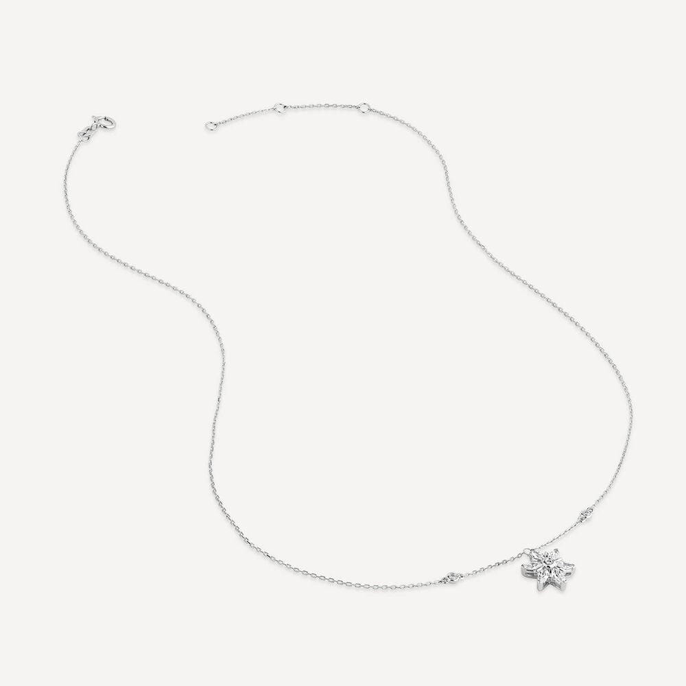 9ct White Gold Marquise Cubic Zirconia Flower Necklet image number 2