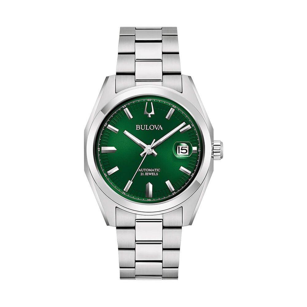 Bulova Surveyor Automatic 39mm Green Dial Steel Bracelet Watch image number 0