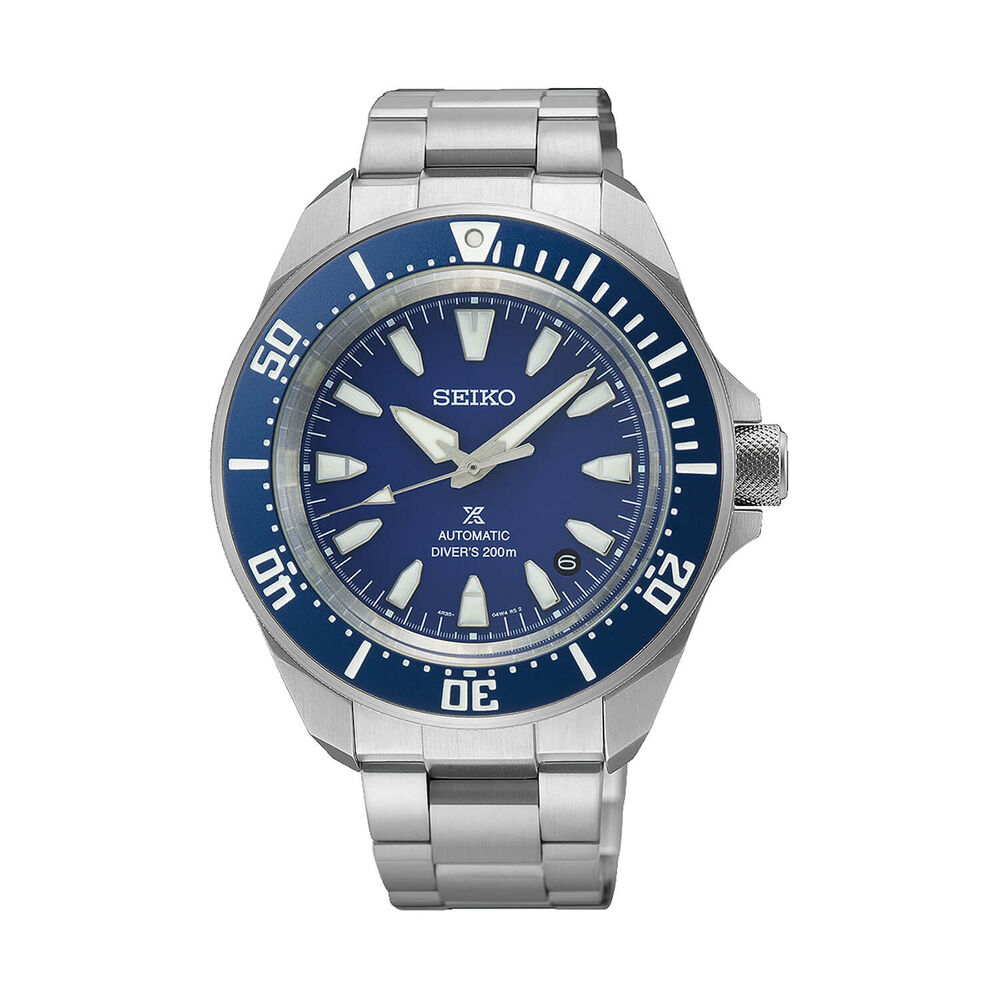 Seiko Prospex 4R Compact Mechanical Diver's Cobalt Blue 41.7mm Dial Steel Bracelet Watch image number 0