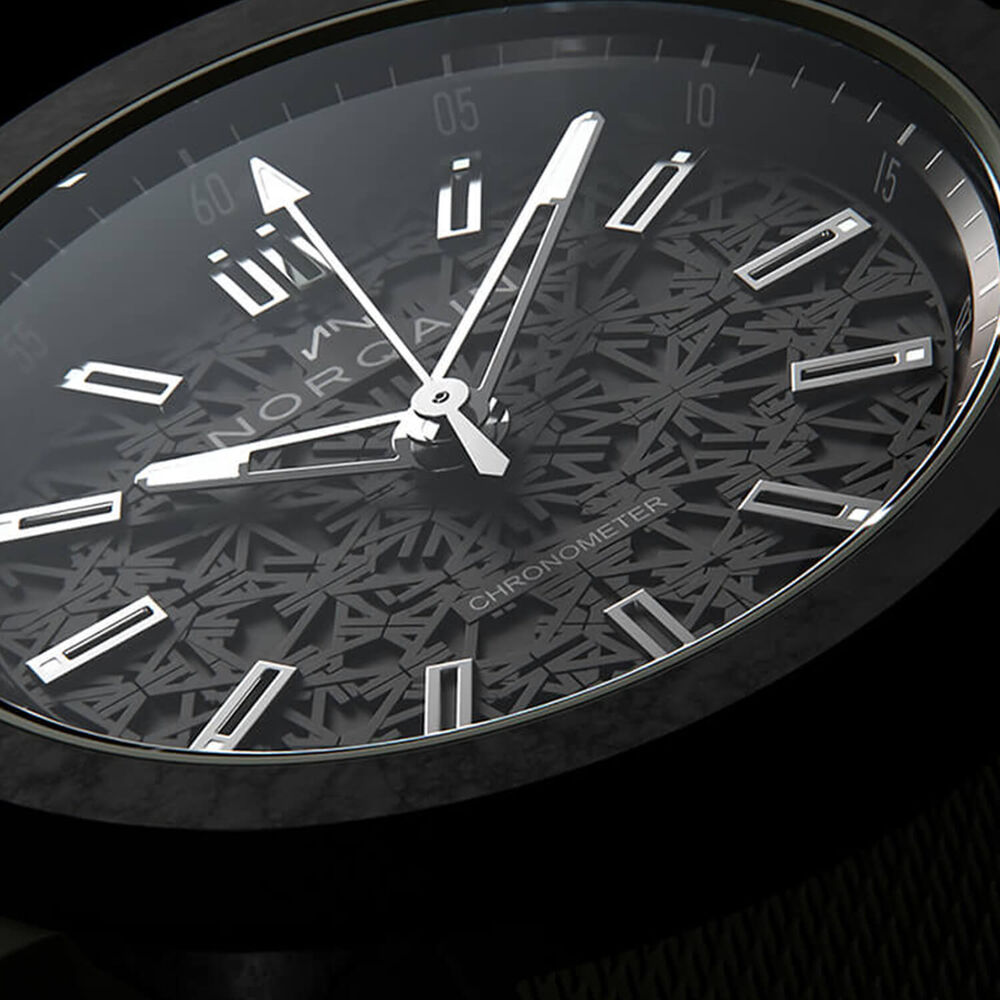 NORQAIN Wild ONE Automatic 42mm Black Dial Khaki Rubber Strap Watch image number 3