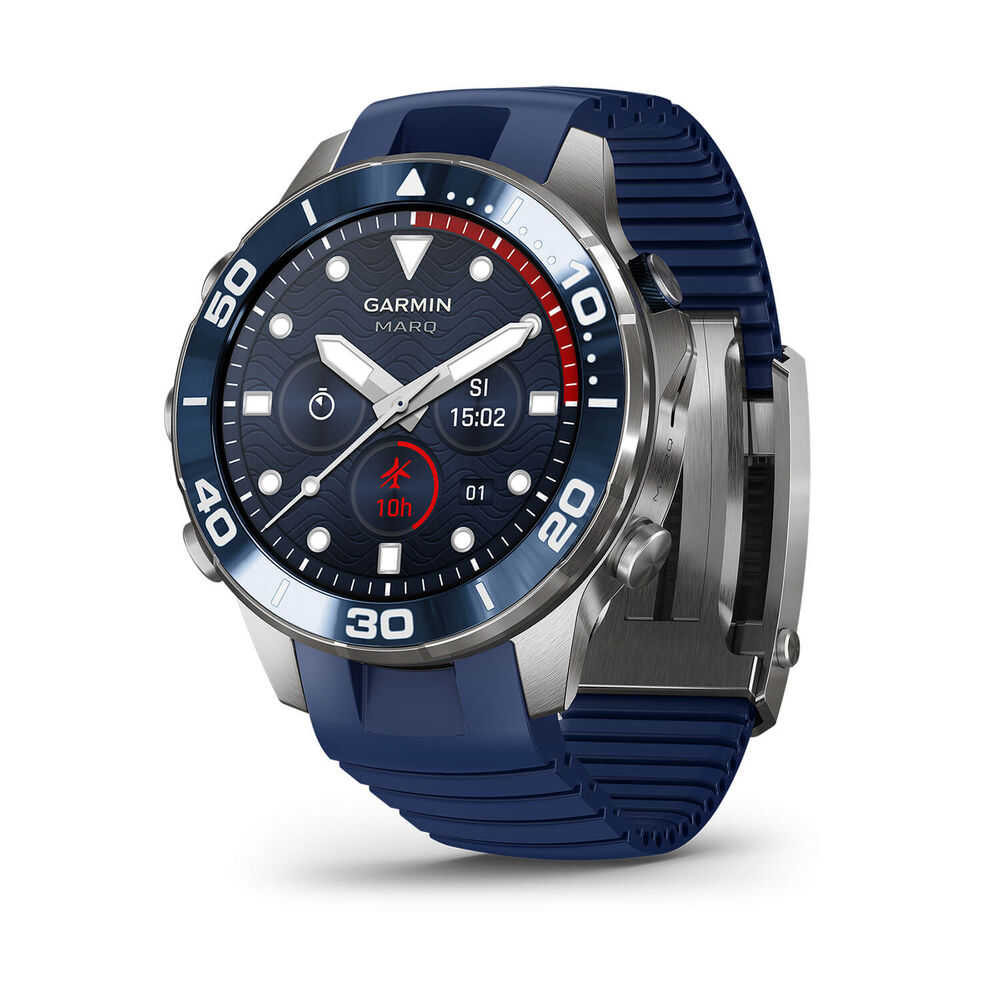 Garmin MARQ Diver (Gen 3) 47mm Grade 5 Titanium Case Blue Silicone Rubber Strap Watch