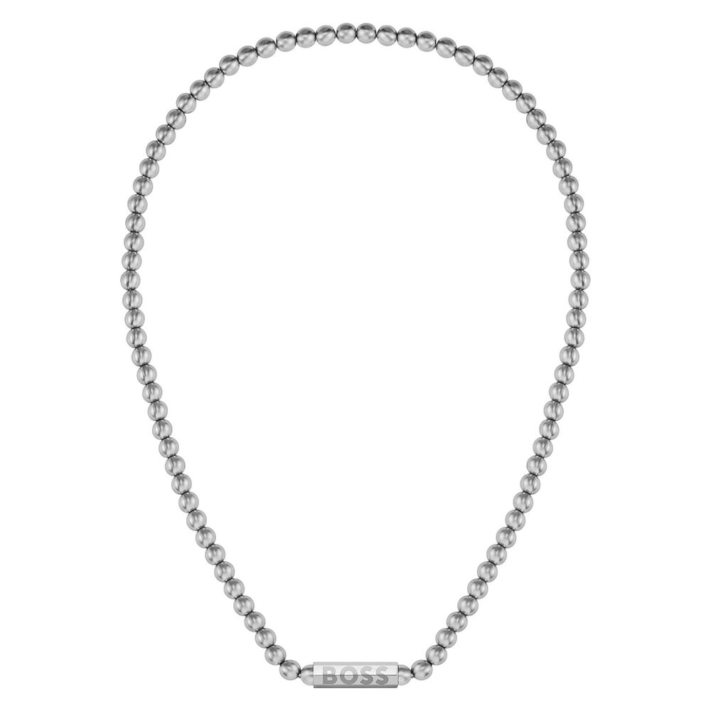 BOSS Stainless Steel Beaded Necklace image number 1