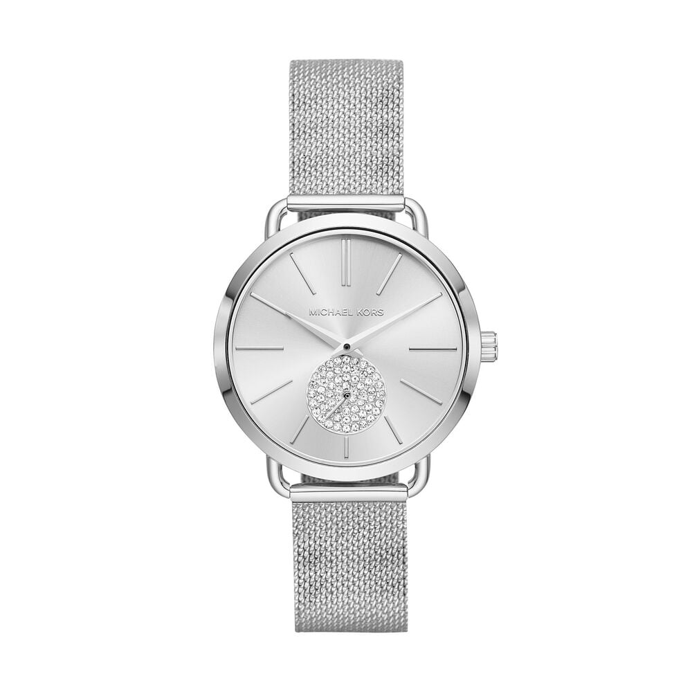 Michael Kors Portia Silver Mesh Bracelet Ladies Watch image number 0