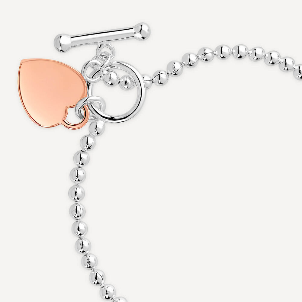 Sterling Silver & Rose Gold Plated Tiffany Heart T-Bar Bracelet image number 5