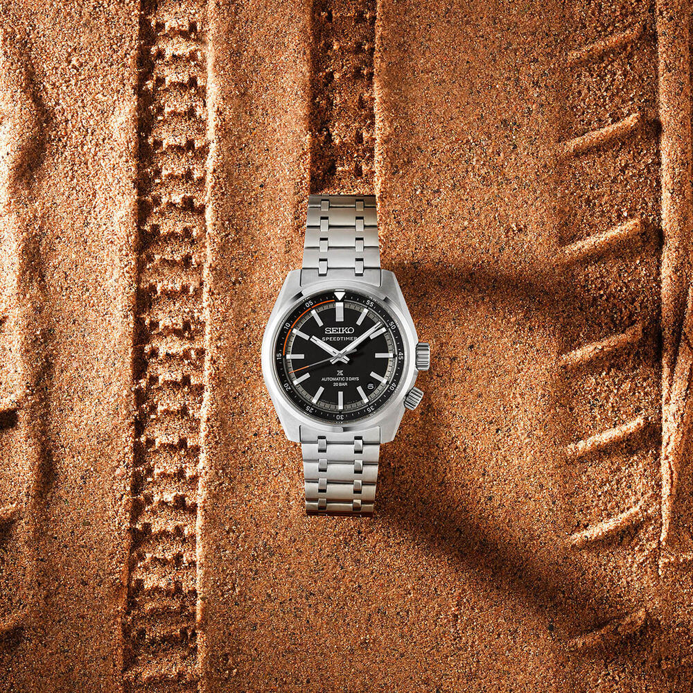 Seiko Speedtimer 6R ‘Compact Countdown’ Black-Grey Contrast 39.5mm Dial Steel Bracelet Watch image number 6