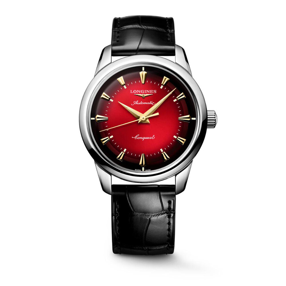 Longines Conquest Heritage Year Of The Snake 2025 40mm Red Dial Black Leather Strap Watch