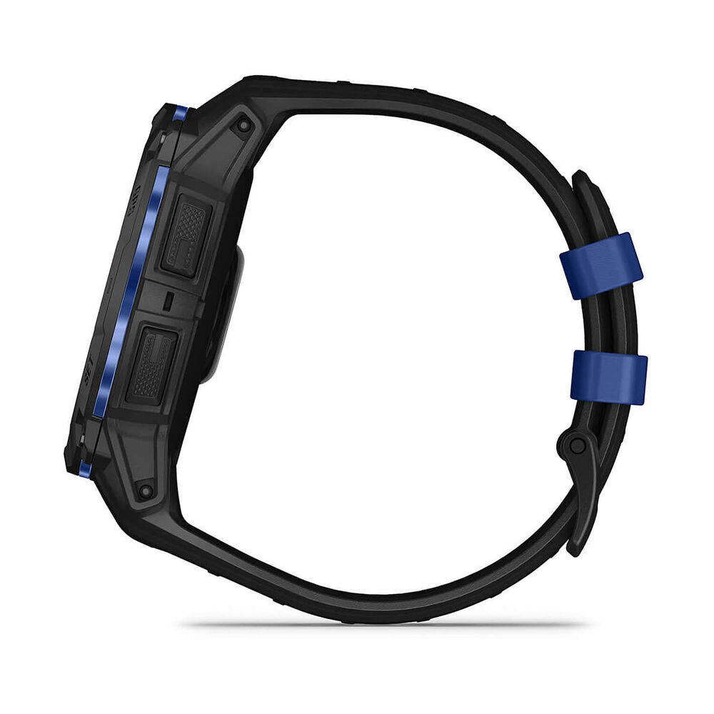 Garmin Instinct 3 50mm AMOLED Black Bezel Black & Bolt Blue Silicone Strap Watch image number 4