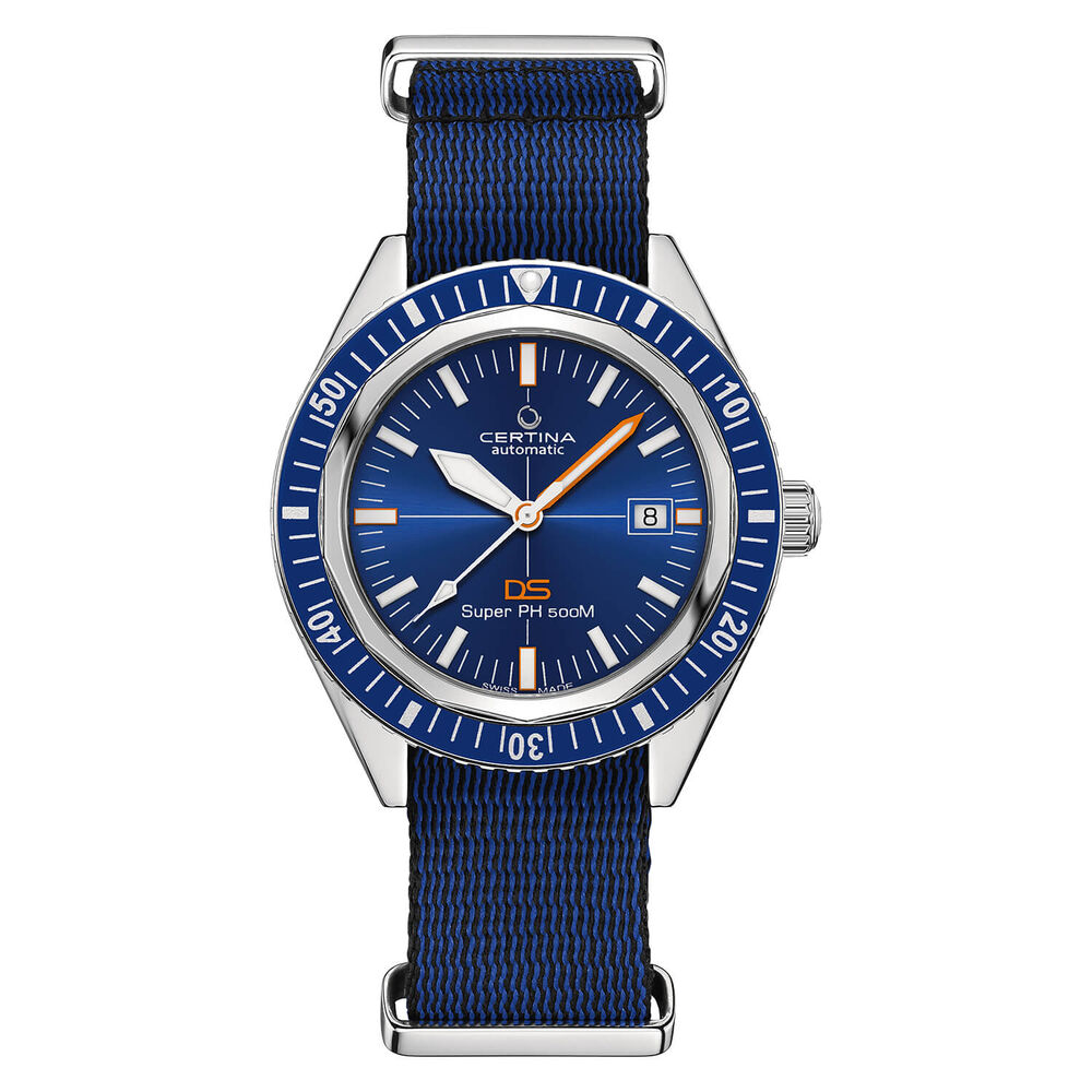 Certina DS PH500M Sea Turtle Conservatory Edition 43mm Blue Dial NATO Strap Watch image number 0