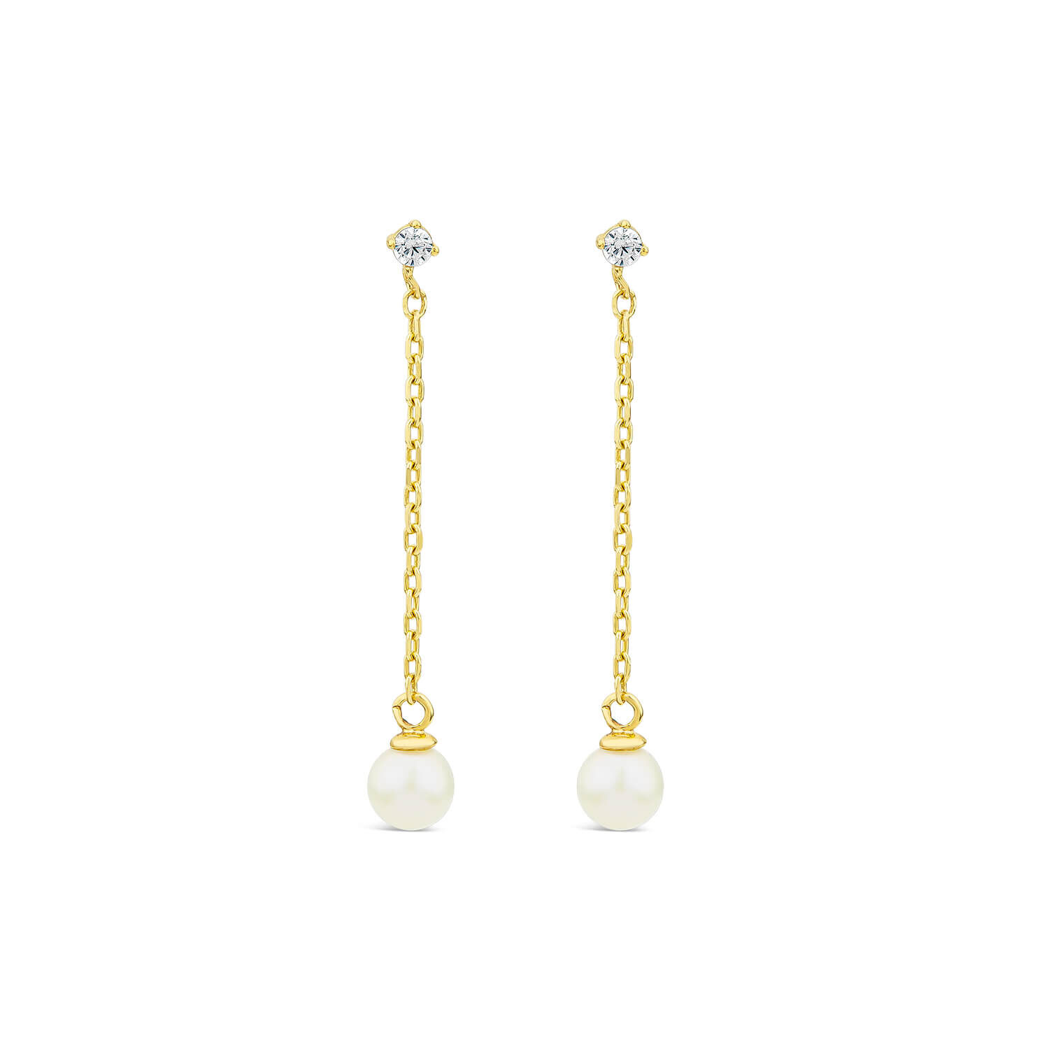9ct Yellow Gold Cubic Zirconia Top Chain Pearl Drop Earrings