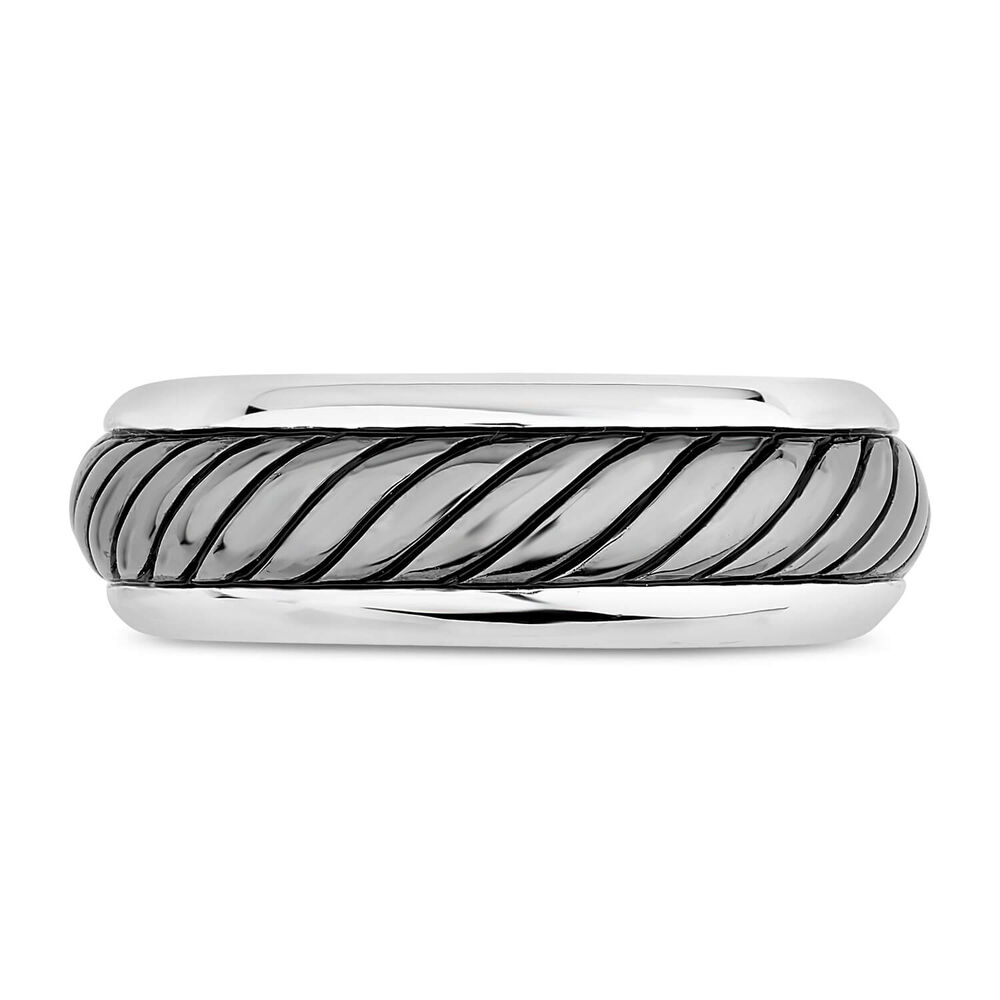 Gents Sterling Silver Oxidised Twist Band