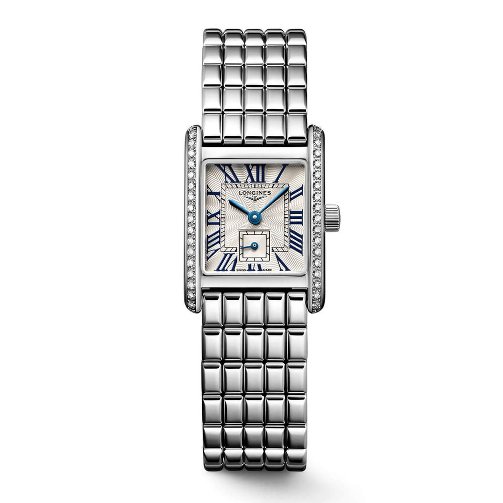 Longines MiniDolcevita 2023 29 X 21.50mm Silver "flinqué" Blue Hands Dial Diamond Case Watch image number 6