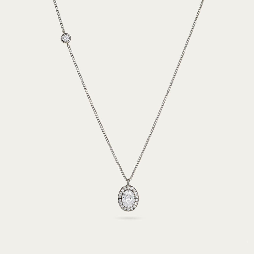 9ct White Gold 0.45ct Diamond Halo Oval Pendant