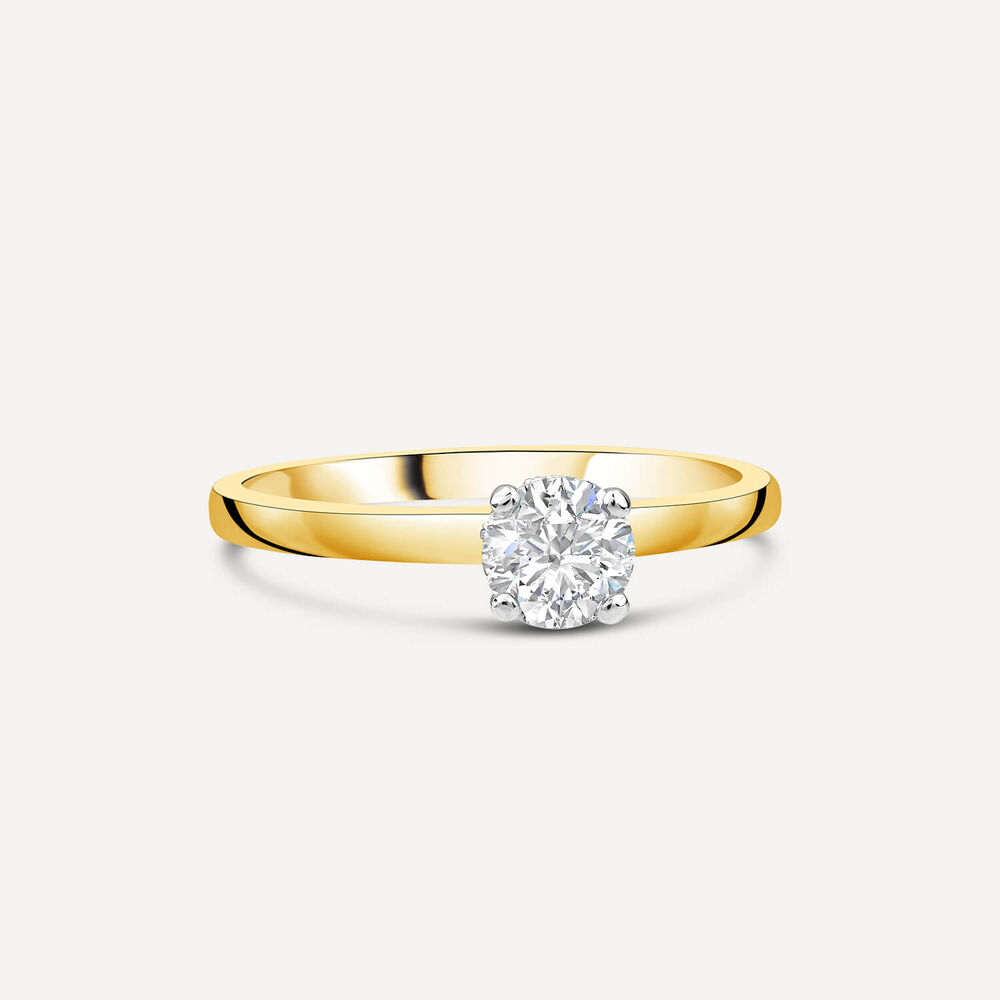Northern Star 0.55ct Diamond Round Brilliant & Hidden Halo 18ct Yellow Gold Ring image number 2