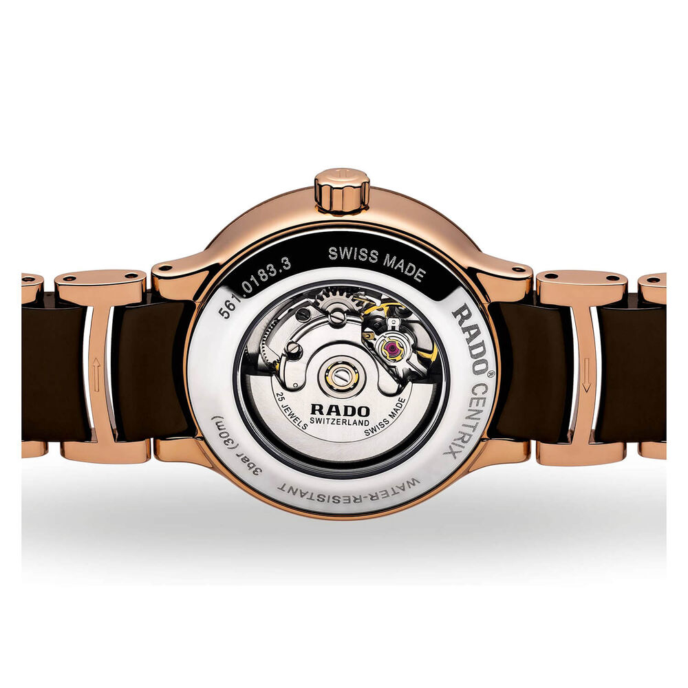 Rado Centrix 28MM Brown Dial Diamond Dot Ceramic Case Brown Bracelet Watch