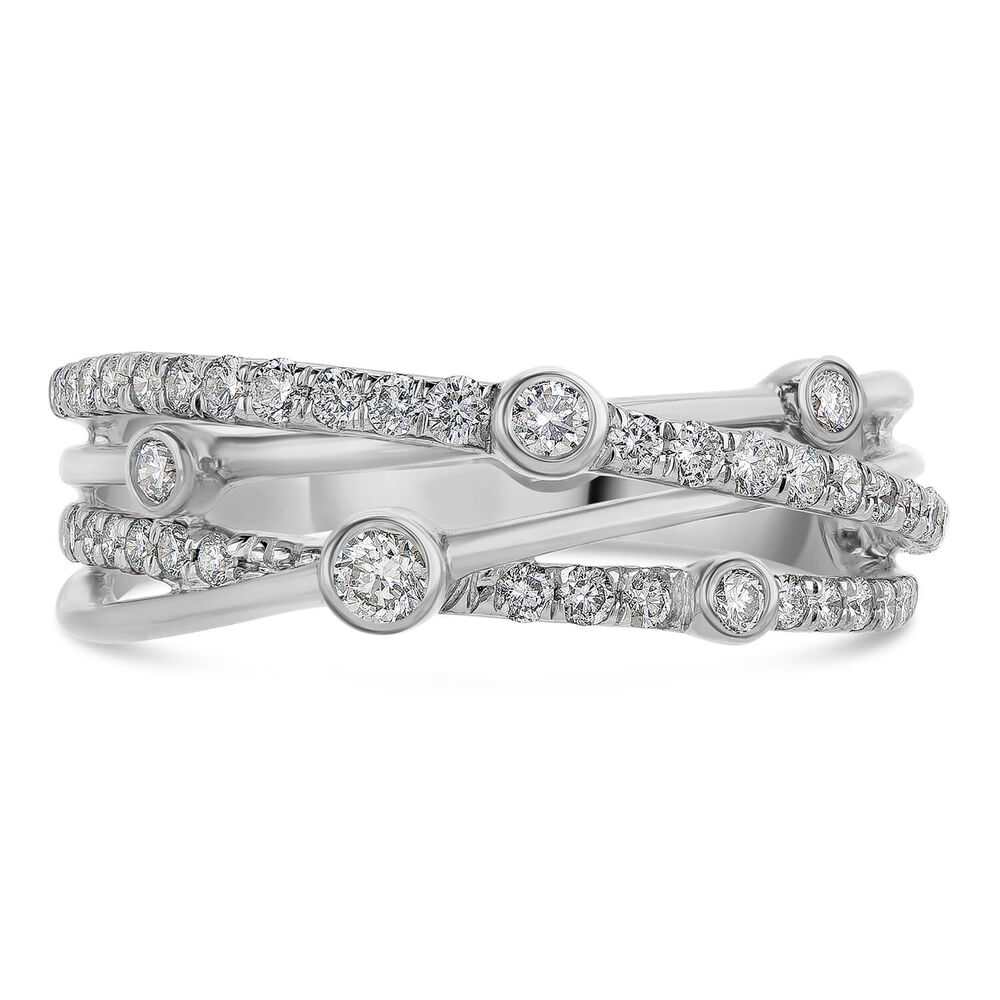 9ct White Gold 0.50ct Diamond Crossover Ladies Ring