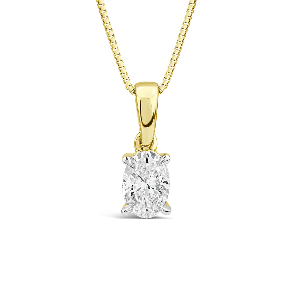 18ct Yellow Gold Lab Grown 0.33ct Oval Diamond Pendant image number 0
