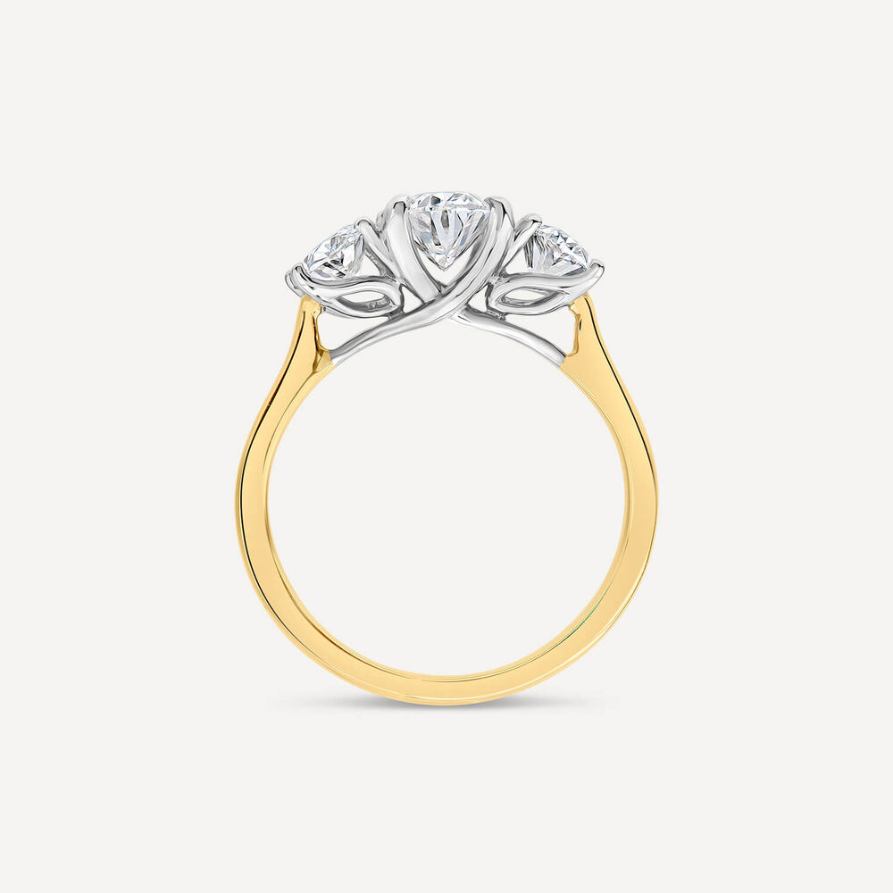 Born 18ct Yellow Gold 2ct Lab Grown 3 Stone Oval Diamond Ring image number 1