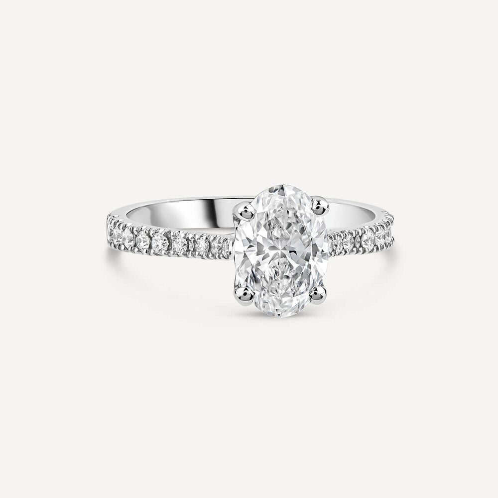 Born Platinum Lab Grown 1.40ct Oval & Diamond Sides Ring