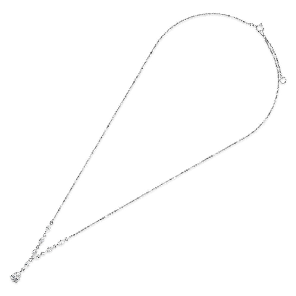 9ct White Gold Cubic Zirconia Tear Drop Pendant image number 3