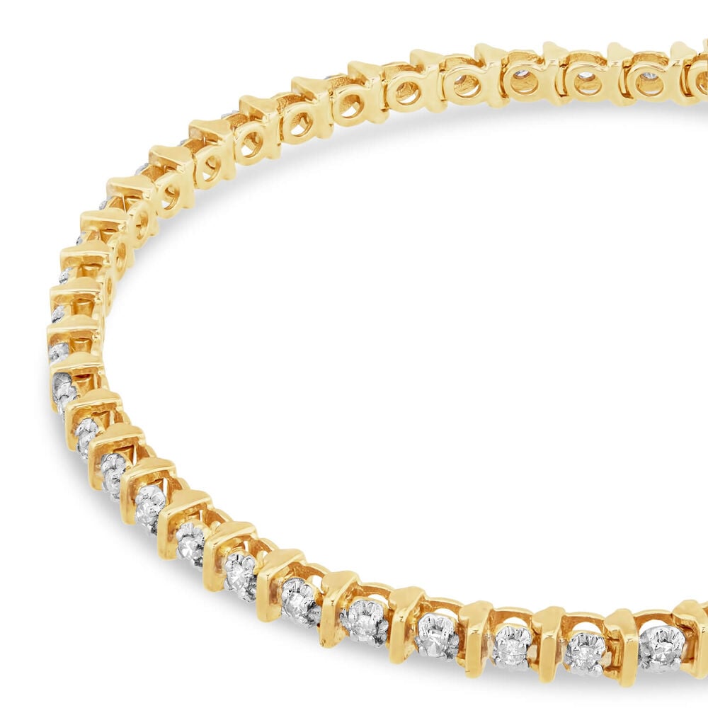 9ct gold 0.50 carat diamond tennis bracelet image number 1