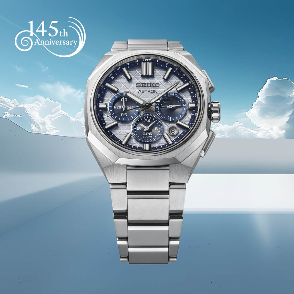 Seiko 145th Anniversary Astron GPS Solar 5X63 White-Silver Dial Titanium Bracelet Watch