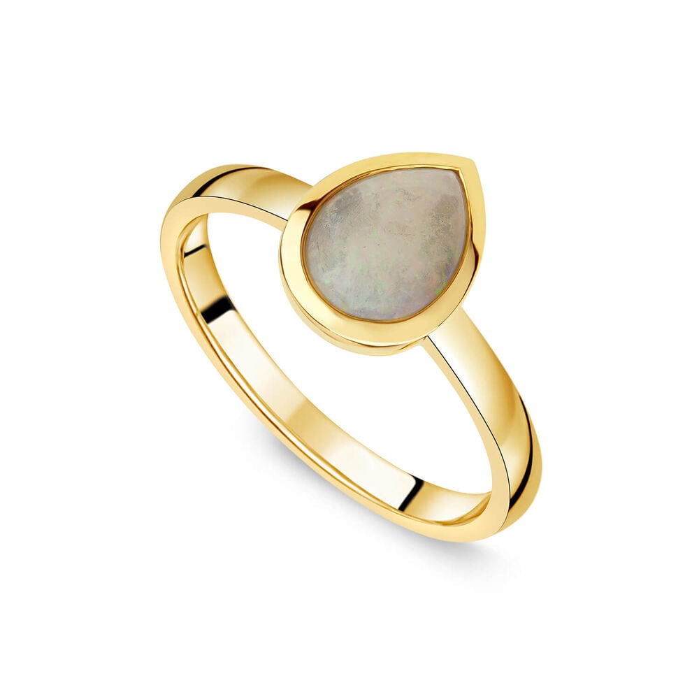 9ct Yellow Gold Teardrop Opal Gold Frame Ring image number 0