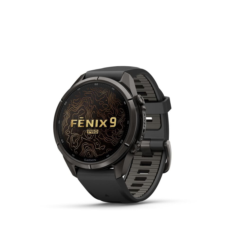 Garmin fenix 9 Pro 43mm Carbon Gray DLC Titanium Black/Pebble Grey Silicone Strap Watch