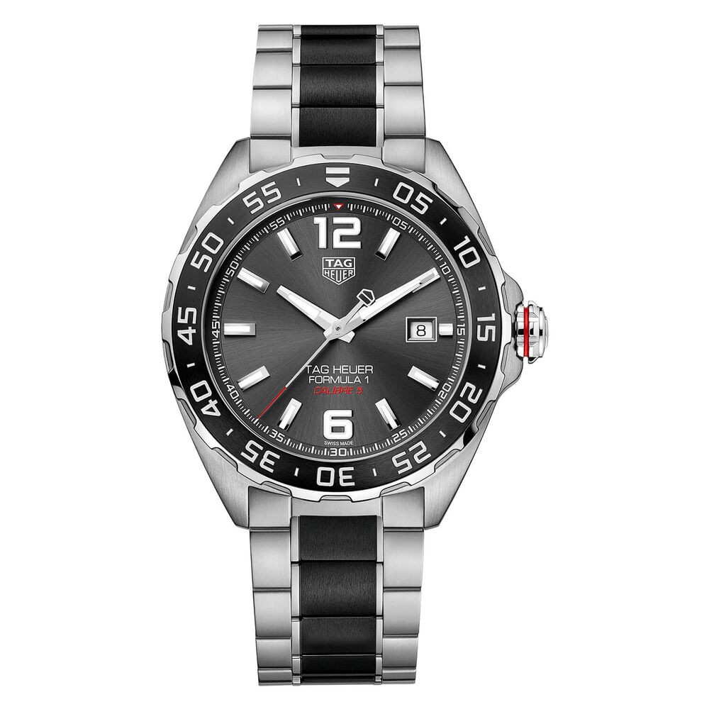 TAG Heuer Formula 1 Date 43mm Black Dial Ceramic & Stainless Steel Bracelet Watch image number 0