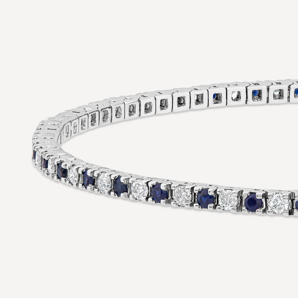 Platinum Sapphire & 2.00ct Diamond Tennis Bracelet