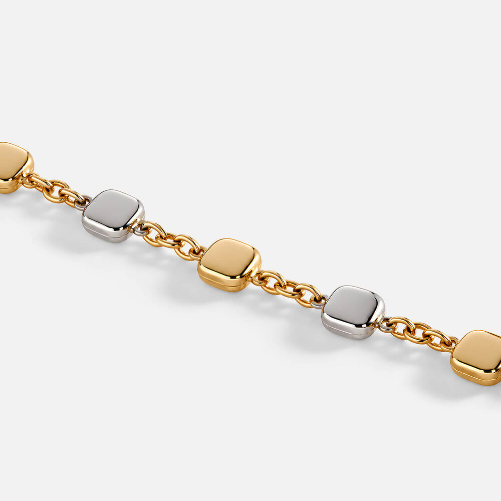 9ct Yellow & White Gold Polished Squares Bracelet