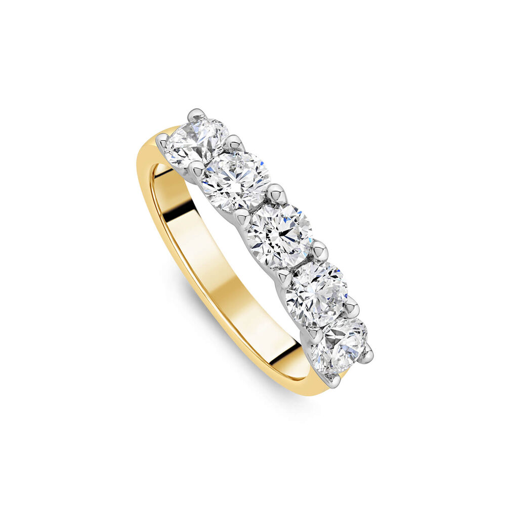 Born 18ct Yellow Gold 1.50ct Lab Grown 5 Stone Half Eternity Diamond Ring