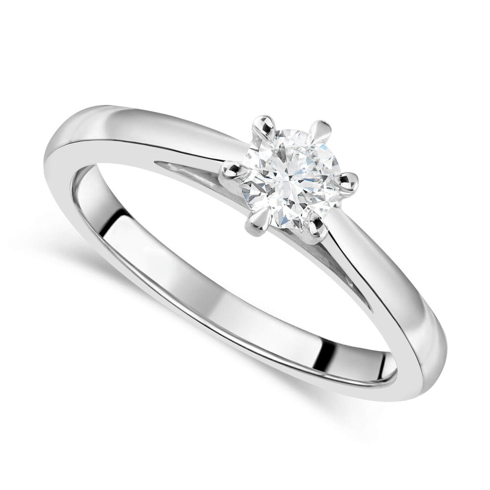 Platinum 0.32ct Round Diamond Six Claw Solitaire Ring image number 0